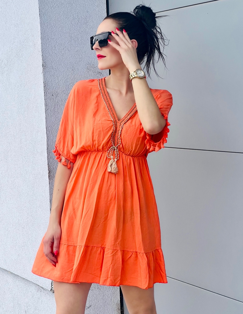 oranžové boho šaty